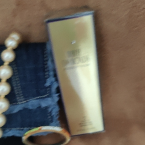 Denim Clutch with Gold Accent and Pearl Jewelry - Picture 12 of 16